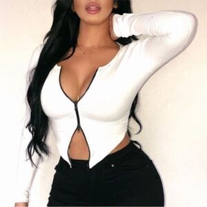 Double zip long sleeve top